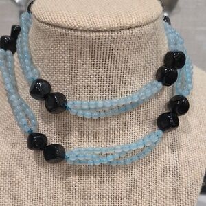 Elegant Blue and Black Beaded Necklace
